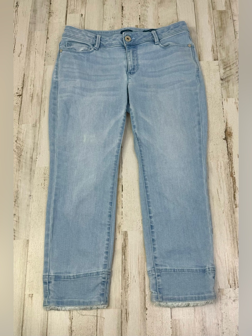 J Jill Cropped Blue Denim Jeans 4P (29x23) Light Wash Button Closure - Picture 1 of 12